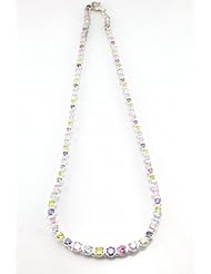 Sterling Silver Emerald Multi Colour CZ Cubic Zirconia Necklace 18"