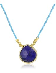 Katie Diamond "isla" On Beads Lapis Turquoise Yellow Gold Strand Necklace
