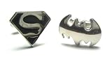 Funny Batman & Superman Cufflink Set : 2 Pairs of Superhero Cufflinks W/Gift Box