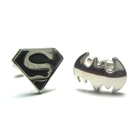 Funny Batman and Superman Cufflink Set : 2 Pairs of Superhero Cufflinks W Gift Box