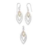 18 Karat Gold Plate and Sterling Silver Pendant and Earring Set