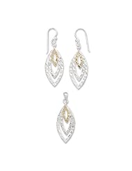 18 Karat Gold Plate and Sterling Silver Pendant and Earring Set