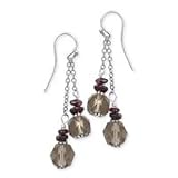 .925 Silver, Smokey Quartz and Garnet Earrings