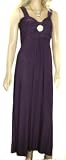 Ladies Rich Purple Grecian wrap Slinky Maxi Long dress with pearl and diamond brooch in womens plus size 14 - 24