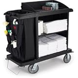 Rubbermaid FG618900 Full Size Housekeeping Cart, 60" Length, 22" Width, 50" Height, Black