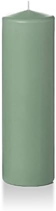 yummi 3" x 10" Sage Round Pillar Candles - 3 per Pack