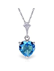 14K Gold Heart-shaped Natural Blue Topaz Pendant Necklace