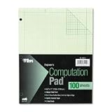 Engineering Computation Pad, 8-1/2x11, 3-Hole, 16 Lb. Green Bond, 100 Sheets/Pad TOP35510