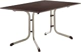 Sieger 1170-60 Boulevard-Tisch mit Puroplan-Platte 140 x 90 cm, Stahlrohrgestell champagner, Tischplatte Schieferdekor, mocca