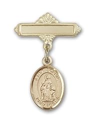 14K Gold Baby Badge with St. Sophia Charm and Polished Badge Pin