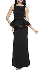 Sleeveless Full Length Round Neck Peplum Cotton Jumpsuit 