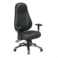 Office Star Pro-Line II Multi-Function High Back Leather Office Chair in Black