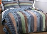 Retro Chic Blue Full / Queen Quilt with 2 Shams