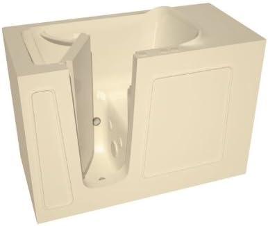 MeditubMT2653LBH Compact 26 by 53 by 38-Inch Hydrotherapy Walk In Bathtub Spa Left Side Door, Biscuit