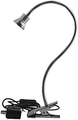 Snkey LED Desk Light, Eye-Care LED Desk Lamp With US Adapter, Cold Light (5W, Flexible Gooseneck, 62 Inch Cable, Clip On Book Light, Silver)