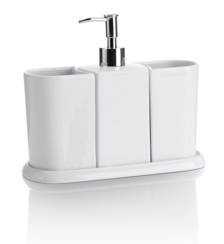 White Ceramic Collection 3 Piece Bathroom Set