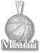 Miami Hurricanes Solid Sterling Silver ''MIAMI'' Basketball Pendant