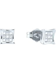 14KT White Gold 0.30 CTW Princess Diamond Ladies Earrings AND Pendant Set