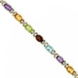 Citrine, Peridot, Garnet, Blue Topaz, Amethyst, & Diamond Gold Bracelet