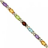 New Solid Yellow Gold Multistone Diamond Link Bracelet