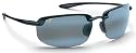 MAUI JIM HO'OKIPA 407 407-02 GLOSS BLACK PLASTIC NEUTRAL GREY POLARIZED SEMI RIMLESS SUNGLASSES SHADES