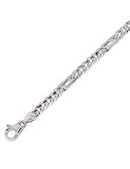 14K Solid White Gold Tiger Eye Fancy Chain Bracelet 5.7mm (7/32 in.) - 8 in.
