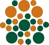 Set of 30 - Dark Green / Nut Brown Circles Polka Dots Vinyl Wall Graphic Decals Stickers
