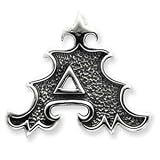 Sterling Silver Antiqued Gothic Initial A Pendant