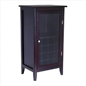 Espresso Wine Cabinet with Glass Door