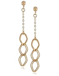 14k Italian Yellow Gold Triple Link Dangle Earrings