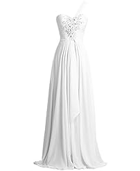 Chiffon Lace-Up One Shoulder Bridesmaid Dress 