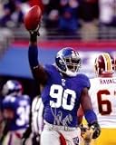 The New York Giants Jason Pierre-Paul Autographed 8x10 Photograph (With Ball)