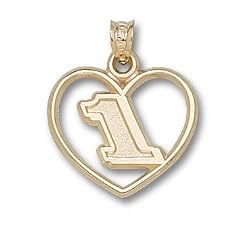 Driver Number 1 Heart Charm/Pendant -14K/10K, Stainless Steel or Gold Plated