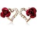 Naivo 18K Rose Gold Plated Rose PaveHeart Stud Earrings
