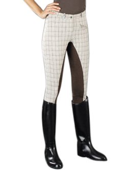 Covalliero 326652 Reithose TrendStar Karo f&uuml;r Damen Gr. 38, hell / dunkelbraun