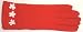 One Size Red Wool Jersey Gloves Trimmed with Pearl Center Pink Daisies