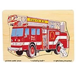 Childrens Toyshop  Toys : Wooden Fire Truck 9-piece Peg Puzzle
