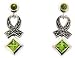 Sterling Silver Marcasite Green CZ Ribbon Design Earrings