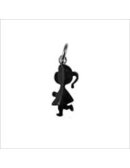 14k White Gold, Girl Pendant Charm 9mm Wide