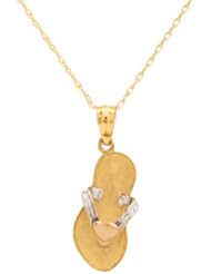 Duragold 14k Tri-Color Sandal with Heart Pendant Necklace