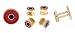Gold plated and enamel cufflinks and shirt stud set with presentation box