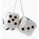 Big Furry Fluffy Jumbo White Car Dice With Black Spots