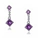 14KT White Gold Dangling Earrings Amethyst & Diamond