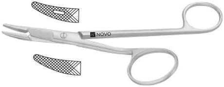 Novo Surgical Gillies Needle Holder-W/ Suture Scissors, Curved, 1 Fenstrated Jaw, 6 1/2" (16.5 Cm)