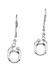 Jewelplus Mother and Child Leverback Earring 14K White 13.50X10.00 Mm Pair