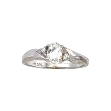 10K White Gold 0.02 ct. Diamond and 6 x 4 MM Oval Shaped White Topaz Ring