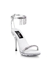 Women's 4.5 Inch Metal Heel Ankle Wrap Mini Platform With Rhinestone