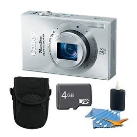 Canon PowerShot ELPH 520 HS Silver 10.1 MP CMOS Digital Camera 12x Zoom 4 GB Bundle