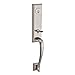 Baldwin Reserve DCDELXCURLTSR150S Double Cylinder Del Mar Handleset with Left Hand Curve Lever and Traditional Square Rose with Smartkey Satin Nickel Finish