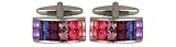 Multi-Colour Crystal Cufflinks - Violet / Amy / Pink/ Blue